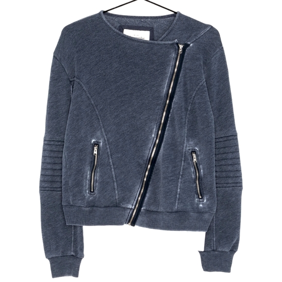 Abercrombie & Fitch navy moto zip up pocket sweater - Picture 3 of 4